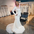 Elegant Mermaid Wedding Dresses Women Open Back Long Sleeve Square Collar Belt Unique Bridal Gown Vestidos De Novia Customized