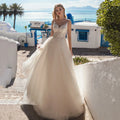Sexy Sapghetti Straps Wedding Dresses Women Customized Beading Lace Applique Brides Dress Backless Glitter Bridal Gown