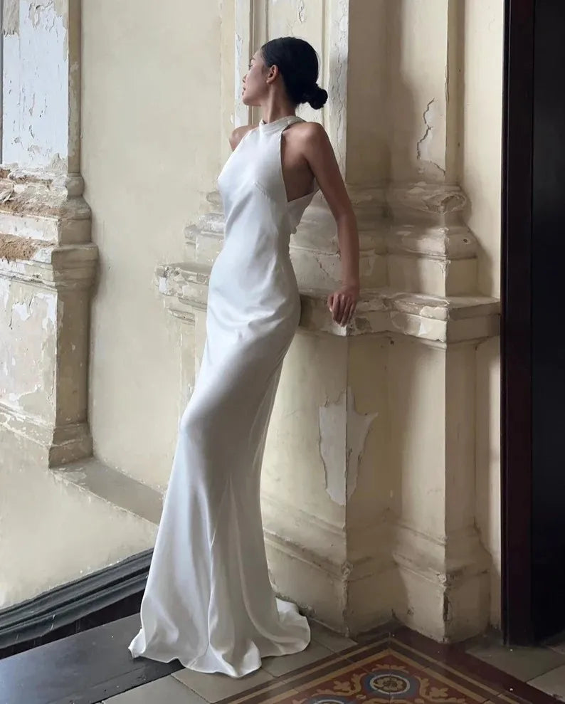 Modern Mermaid Wedding Dress Trend Sexy Customized Women Sexy Bride Dress Halter Neck Elegant Bride Dress For Wedding Party