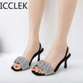 Nightclub dress elegant open toe thin high heels party pumps women sandals close-up