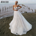 JEHETH Spaghetti Straps A-Line Wedding Dress 2024 Sweetheart Shiny Tulle Bridal Gown Backless Sleeveless Applique Robe De Mariée