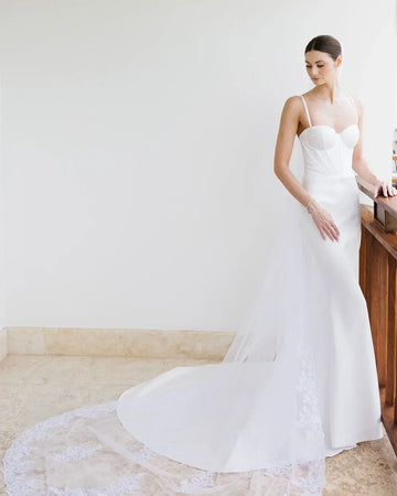 Customized Civil Wedding Dresses Brides Mermaid Spaghetti Straps Crepe Beach Bridal Dress Bride Gown Vestido De Noiva
