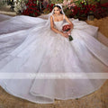 Luxury White A-Line Appliques Lace Straps Wedding Dress 2024 Princess Glitter Sequins Women Bride Gowns Vestidos De Novia