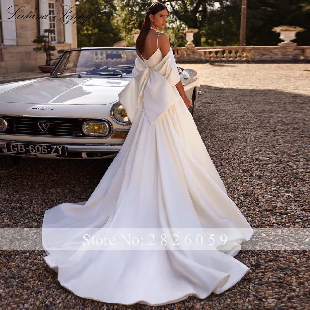 Lceland Poppy 2 in 1 Mermaid Satin Wedding Dresses Sleeveless Beaded Floor Length Bridal Gowns with Detachable Train
