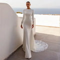 Luxury Mermaid Wedding Dress 2026 Boat Neck Long Sleeves Illusion Back Buttons Sequined Lace Applique Bride Bridal Gowns