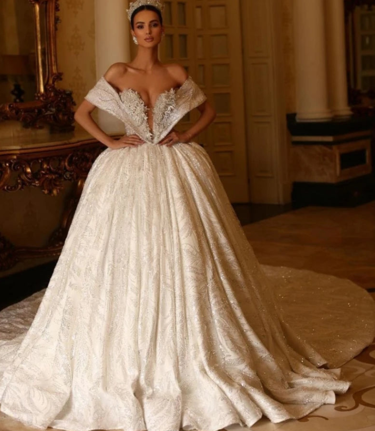 Exquisite Ball Gown Weeding Dress Shiny Beading Sweetheart Neck Bride Robe Modest Floor-length Bridal Dresses Vestidos De Novia