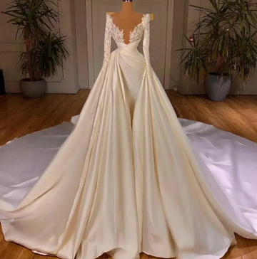 Sweetheart 3 In 1 Wedding Dresses for women Satin Mermaid Court Train Bridal Gowns Princess VS02 Vestido De Novia
