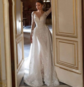 Sexy Mermaid Wedding Dress  Detachable 2 In 1 Long Sleeve Romantic Lace Appliques Wedding Gown Vestido Novia