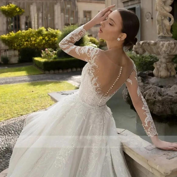 Sexy Mermaid Wedding Dress  Detachable 2 In 1 Long Sleeve Romantic Lace Appliques Wedding Gown Vestido Novia