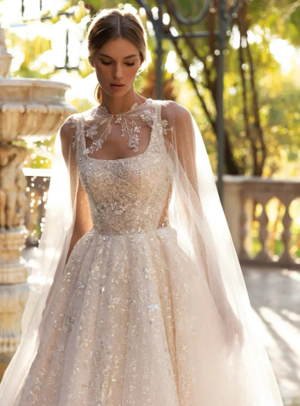 A-Line Glitter Wedding Dresses Boat Neck Sleeveless Jacket Vestido De Novia Lace Beaded Glamorous Robe De Mariee