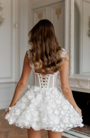 A-line Short Wedding Dresses Spaghetti Straps Sweetheart Above Knee Bridals Gowns Women Back Lace Up vestidos novia