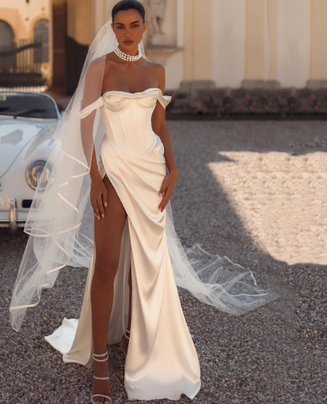 White Mermaid Wedding Dresses Simple Sweetheart High Split Party Bridal Dress Boho Beach Wedding Prom Gowns Custom Size