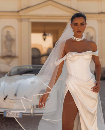White Mermaid Wedding Dresses Simple Sweetheart High Split Party Bridal Dress Boho Beach Wedding Prom Gowns Custom Size
