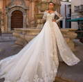 Darla Sexy Mermaid Wedding Dresses Sweetheart Long Sleeve Detachable Train 2 In 1 Lace Wedding Gowns Vestidos De Novia