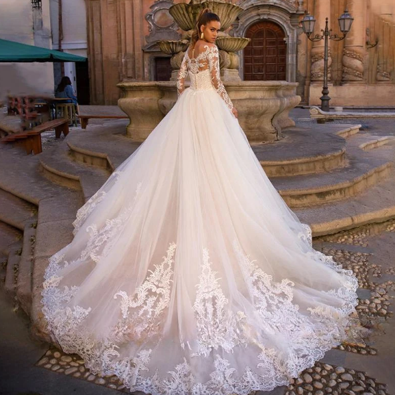 Darla Sexy Mermaid Wedding Dresses Sweetheart Long Sleeve Detachable Train 2 In 1 Lace Wedding Gowns Vestidos De Novia