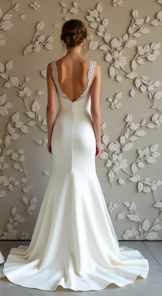 Sleek & Elegant Bridal Gown – Lightweight Chiffon & Lace | فستان زفاف ناعم وأنيق من الشيفون والدانتيل | Vestido de Novia Ligero y Sofisticado