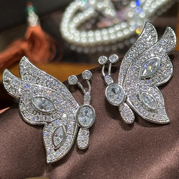 High Quality Butterfly Zircon Bridal Earrings CZ Zirconia Wedding Earring For Women Bride Accessories Party Dinner Dress Jewelry