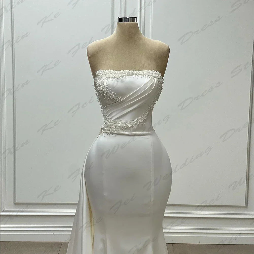Gorgeous women's mermaid bridal dress sexy sleeveless princess wedding dress formal beach party bride gown