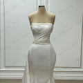 Sleeveless princess mermaid gorgeous sexy formal beach party bride wedding gown bridal dress ivory