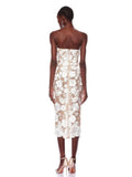 Sleeveless strapless 3D flower lace slim white backless elegant evening party club dress side view