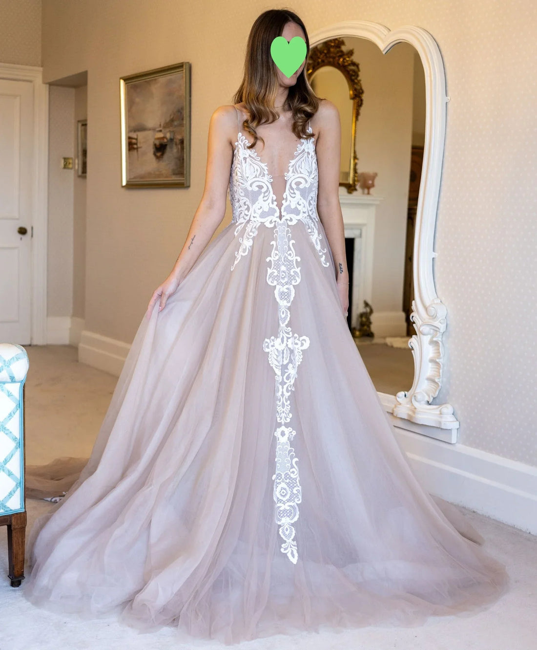 Customized 2026 Women's Wedding Dress With Deep V-Neck Backless Chiffon A-List Wedding Dress Lace Decal Vestido De Noiva