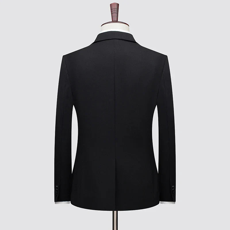 High-end Wool Tussock Suit (suit + Vest + Trousers) Groom Wedding Fashion Handsome Tencel Double Breasted Three-piece Set