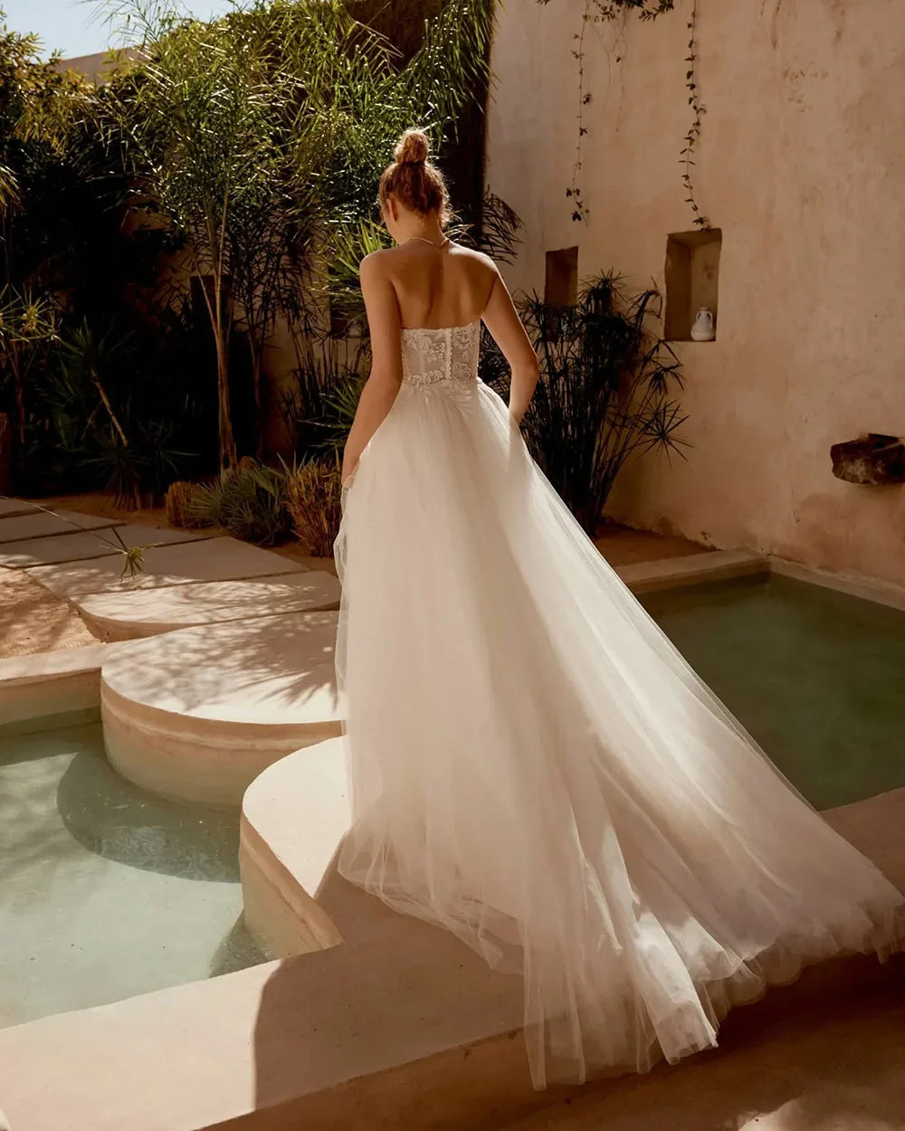 Princess Wedding Dresses Boho For Women Lace Bridal Dresses Backless Strapless Bohemian Wedding Gowns Customized