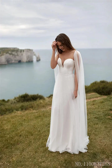 Removable cape sweetheart sleeveless sheath backless bridal gown marvelous front view