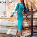 Beaded slit long sleeves backless sexy solid bodycon formal party dress women side view