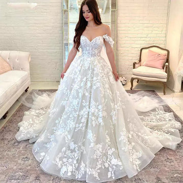 Customized Exquisite Ball Gown Wedding Dress 2025 Sweetheart Appliques Off The Shoulder Backless For Brides Vestido De Novia