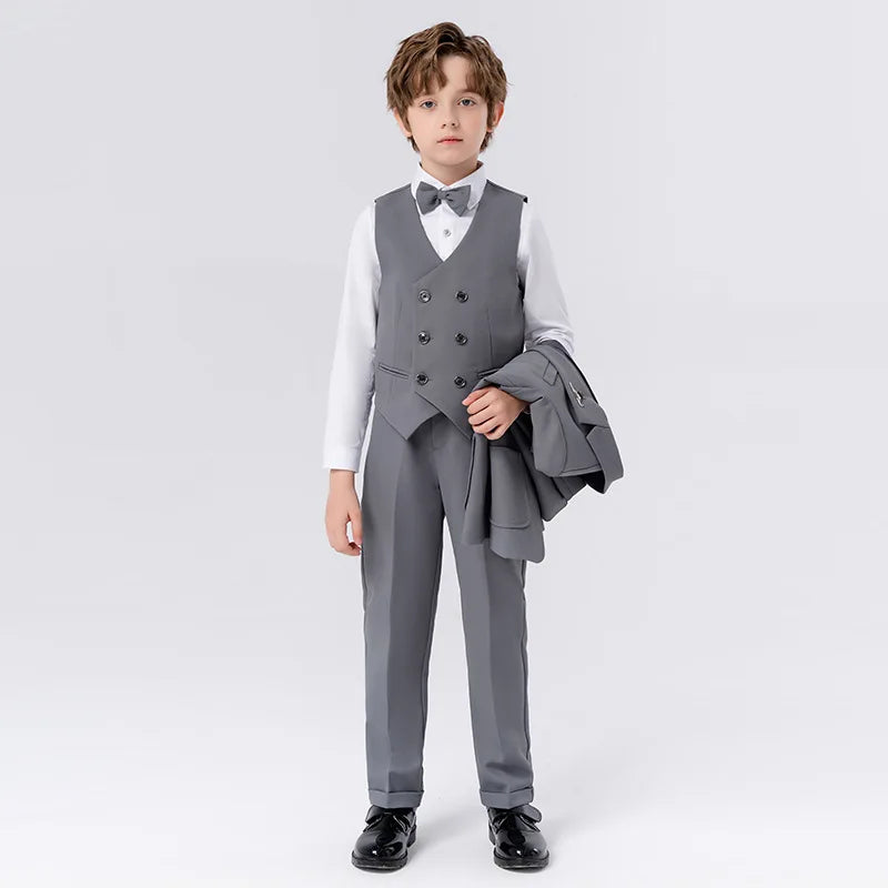New Fashion Baby boys suits sets Formal solid baptism sets flower wedding childres suits baby party clothing 3pcs 3-12Y Conjunto