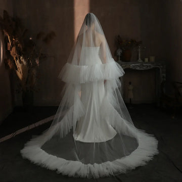 White Bridal Veil Long Lace Wedding Veils For Brides Evening Dinner Party Dress Women Girl Gifts Hair Accessories Jewelry