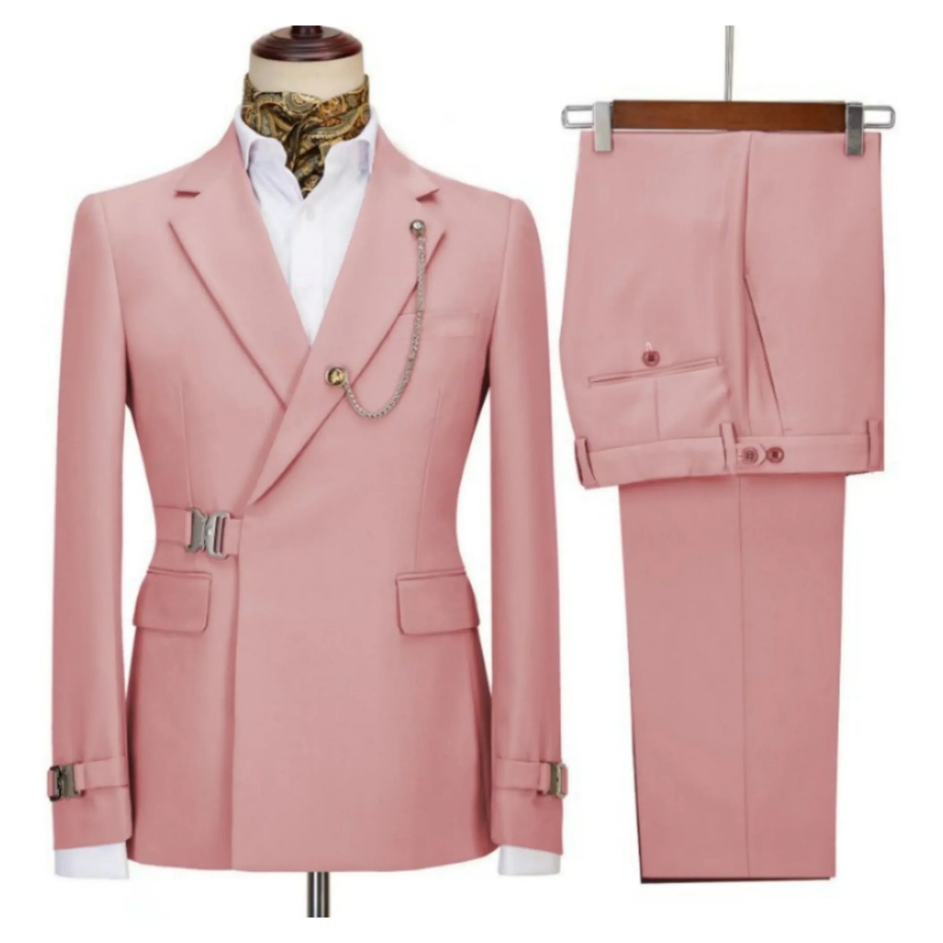 New design 2 piece slim fit metal clasp men suit daily prom wedding