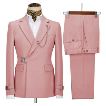 New design 2 piece slim fit metal clasp men suit daily prom wedding