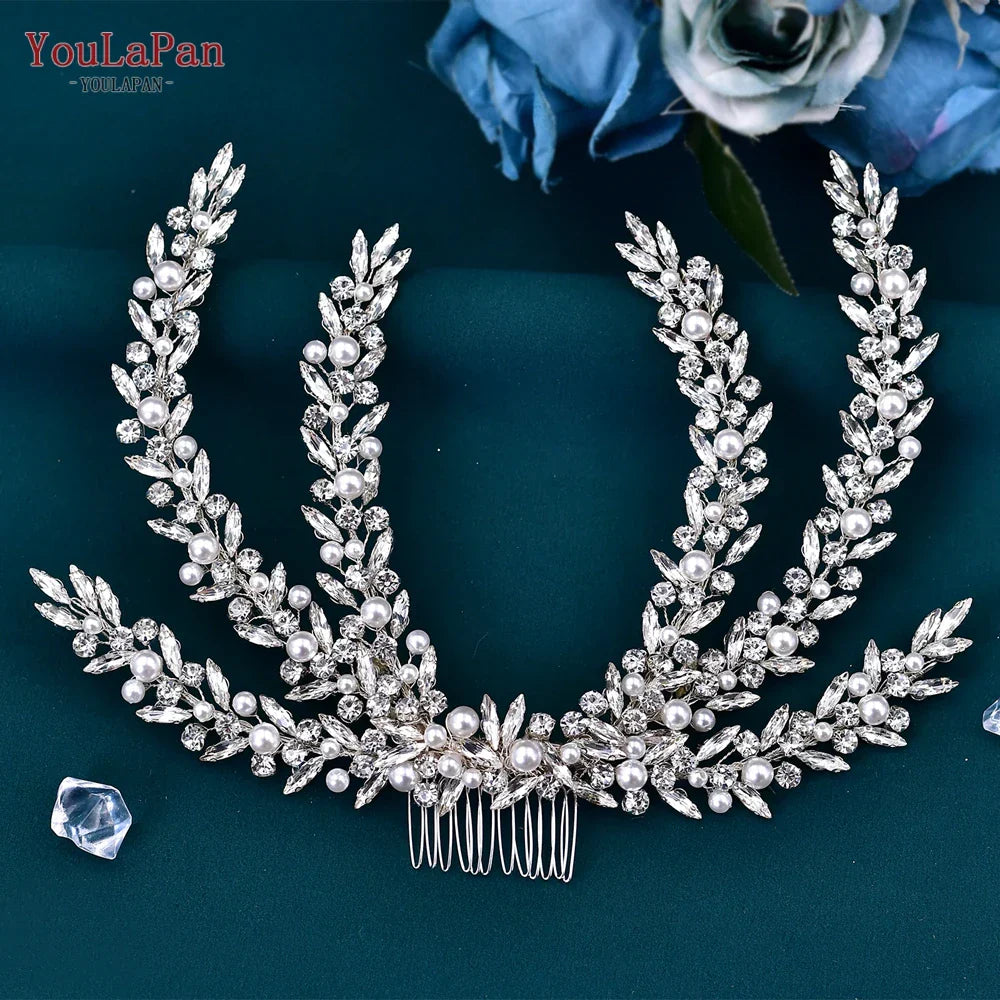 YouLaPan Fashion Bridal Head Piece Pearl Rhinestone Bride Hair Comb Party Wedding Hair Accessories Women Bride Headwear HP530