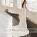 Custom belt button square collar slim sleeveless floor length backless simple wedding dress back view
