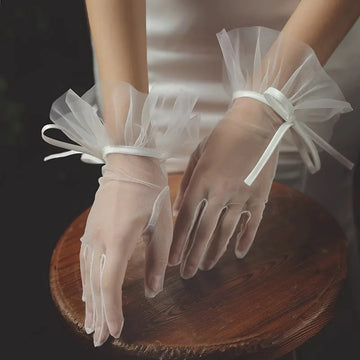 Lace Short Bridal Gloves White Wristband Wedding Glove For Women Girl Party Evening Dress Jewelry Brides Accessories