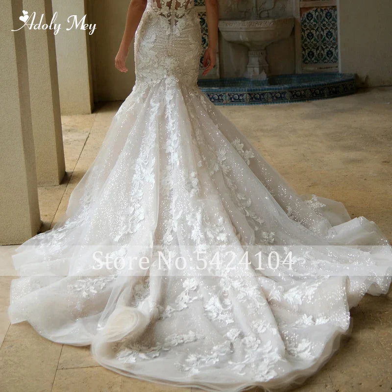 Mey Exquisite Flowers Appliques Bride Mermaid Wedding Dress Sexy Backless Sweetheart Neck Beaded Princess Bridal Gown