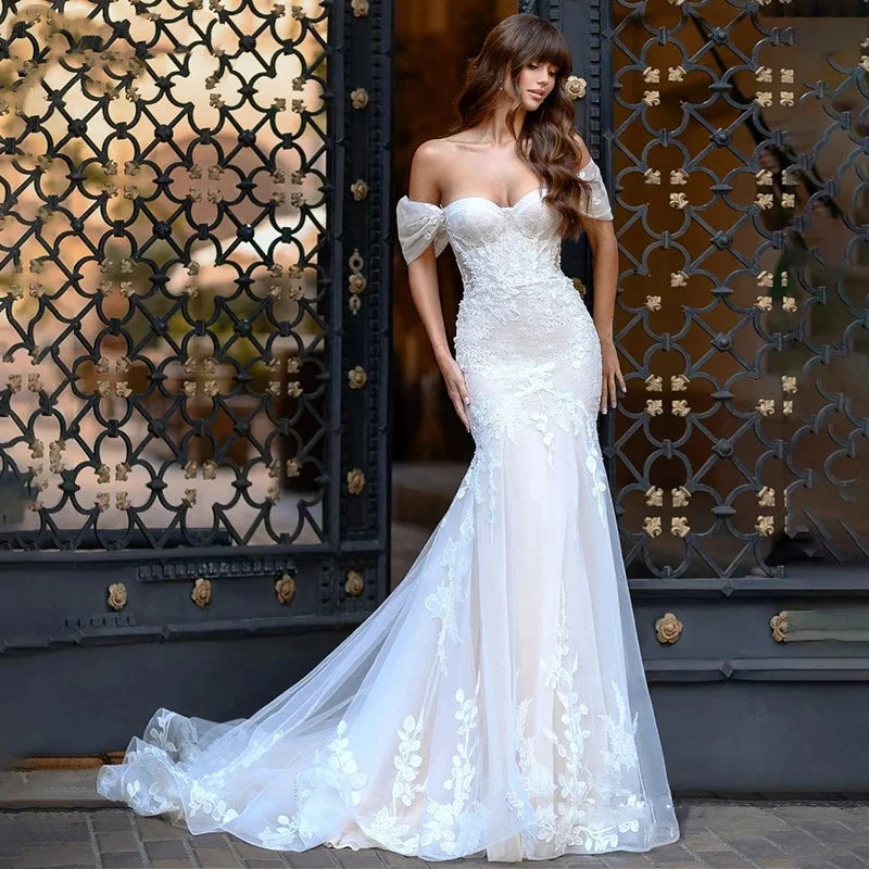 Detachable Off the Shoulder Vestidos De Novia Customized Sweetheart Mermaid Wedding Dresses Appliques Vestido De Noiva