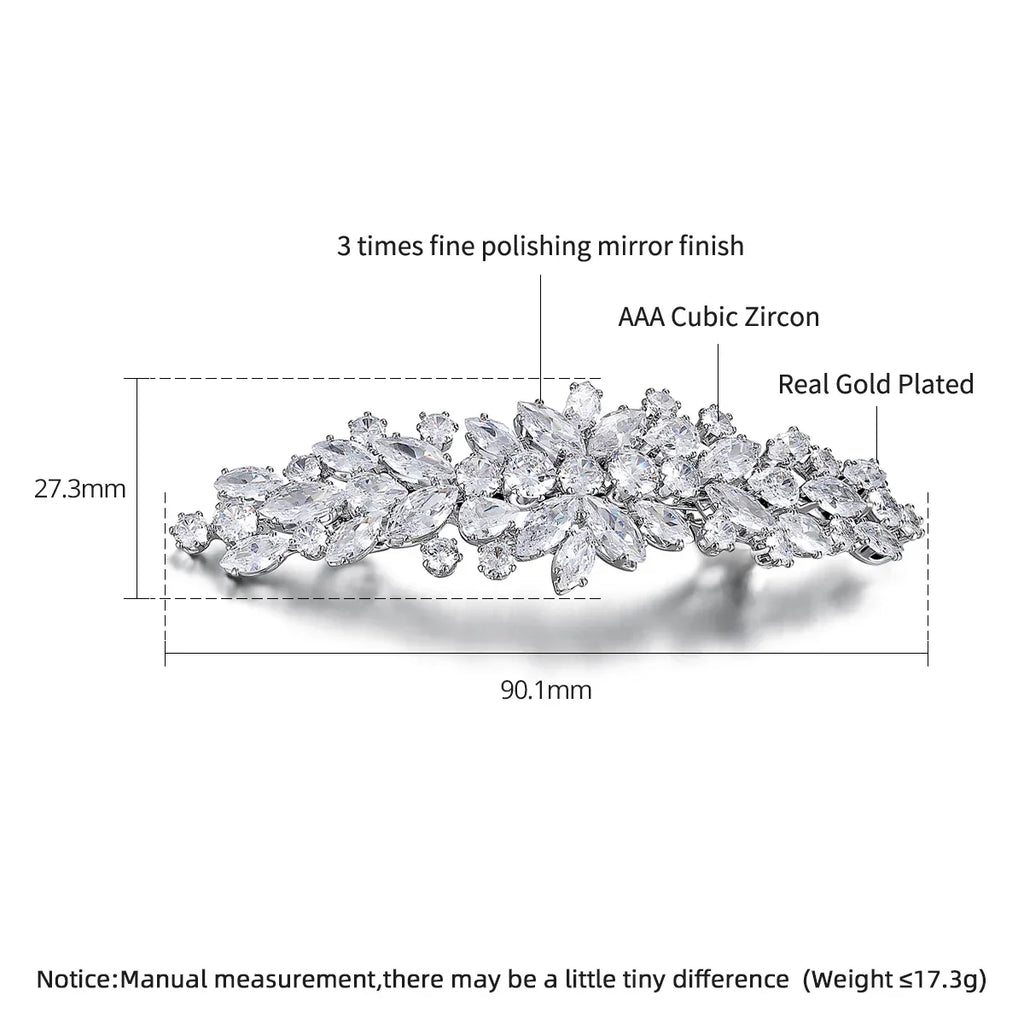 LUOTEEMI Flower CZ Hair Barrette for Wedding Dazzling Cubic Zirconia Bridal Hair Decoration Bride Hair Clips Christmas Gifts