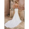 Lace V-neck mermaid simple backless spaghetti strap bridal gown back view
