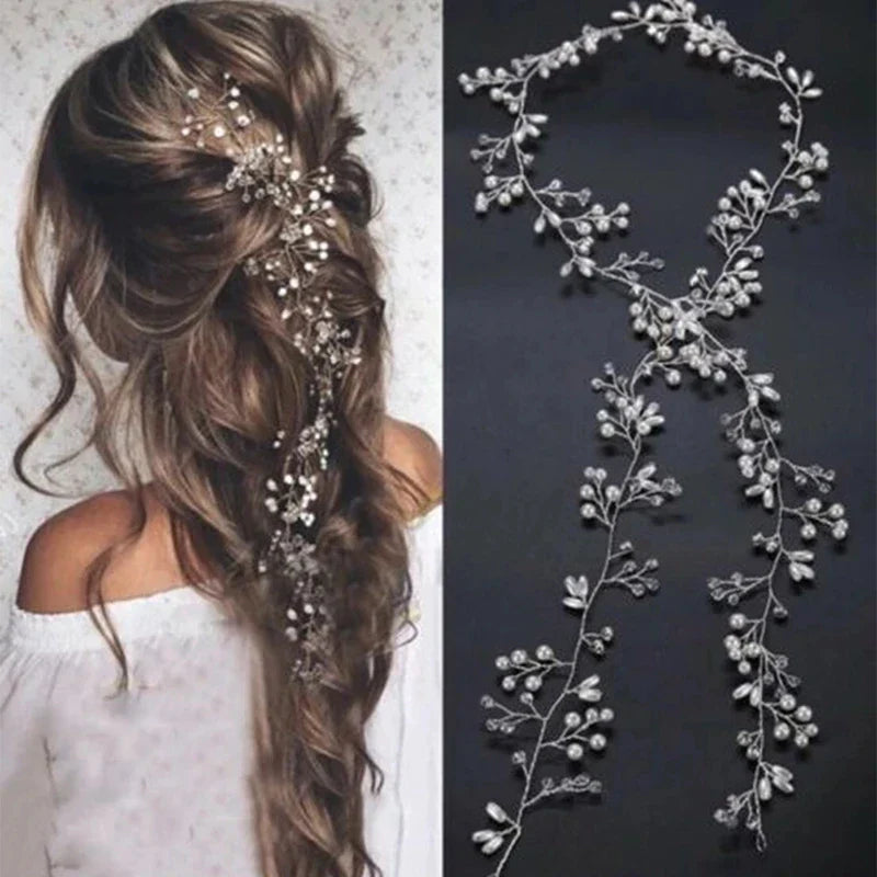 New Crystal Pearl Bridal Tiaras Hairbands Hairpins Bridesmaid Diamante Hair Vine Accessories Wedding hair comb hair band Jewelry