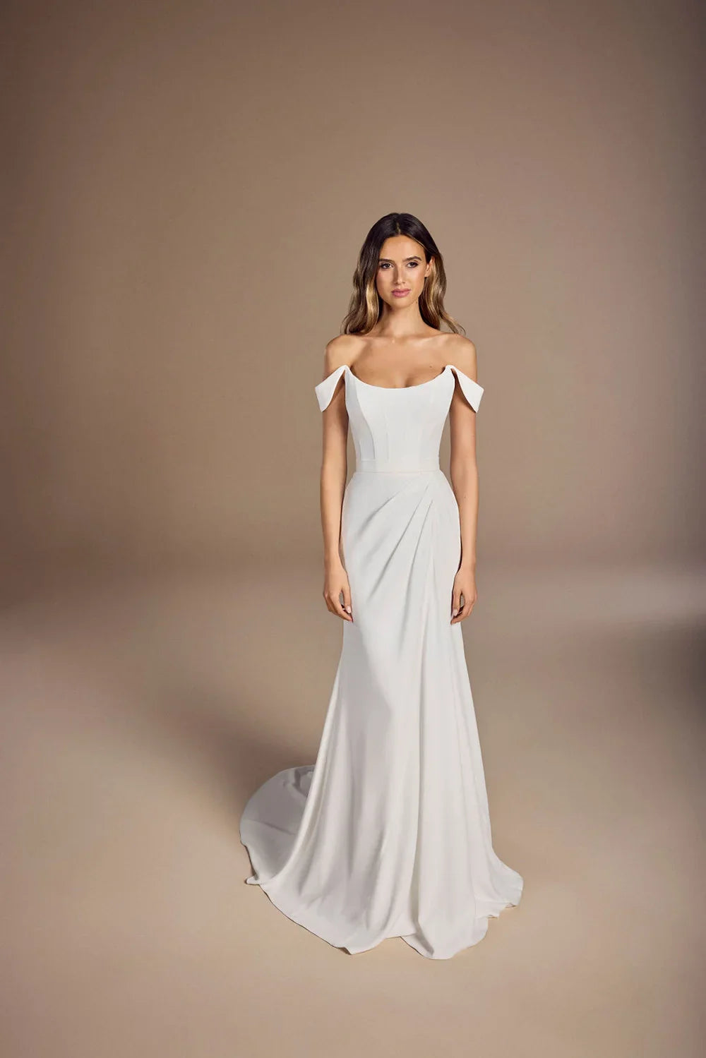White Mermaid Wedding Dresses Off Shouder Corset Modern Bridal Dresses Buttons Women Evening Wedding Gown Customized