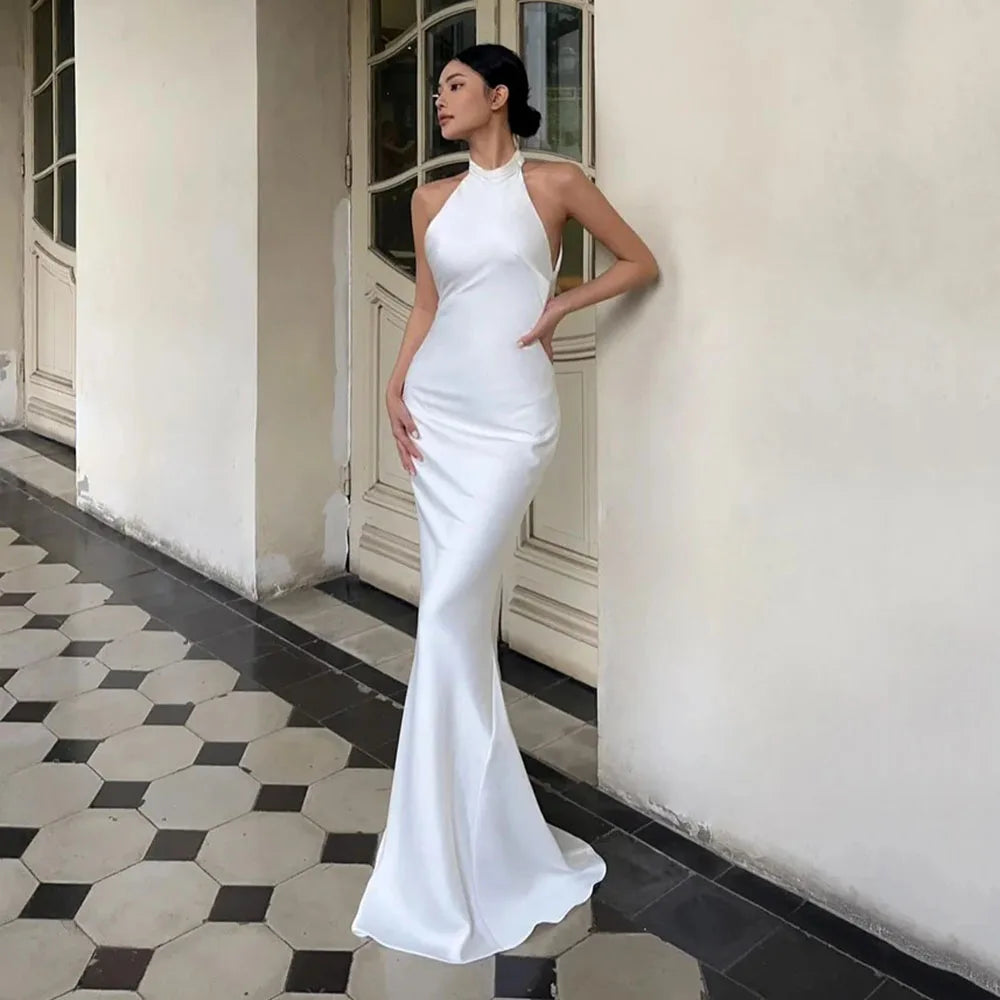 Modern Mermaid Wedding Dress Trend Sexy Customized Women Sexy Bride Dress Halter Neck Elegant Bride Dress For Wedding Party