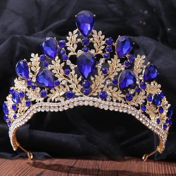 KMVEXO Luxury High Quality Royal Queen Wedding Crown for Women Large Crystal Banquet Veil Tiara Party Costume Hair Ornament