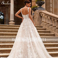 Exquisite Appliques Court Train A-Line Wedding Dress 2024 Classic Square Collar Lace Embroidered Princess Bridal Gown