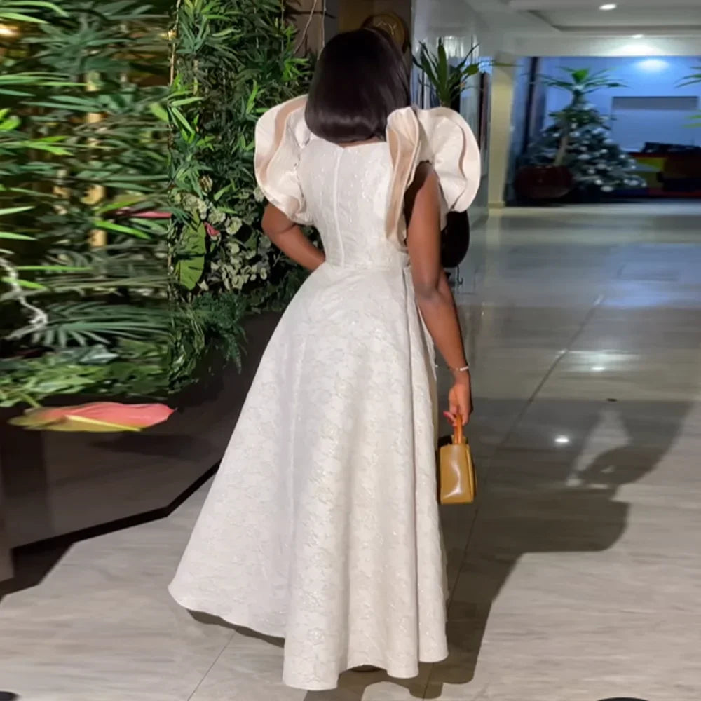 Women Dress New V-Necksolid Color Fit Large Modern African Dresses Non-elastic A-line High Waist Party Evening Dress