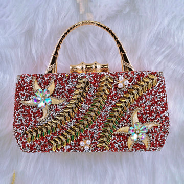 QSGFC Elegant Luxury Design Diamond Evening Bag Ladies Wedding Bag Hard Three-Dimensional Bag
