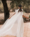 2 pieces O-neck chiffon jacket vintage mermaid backless bride wedding dress bridal gown ivory