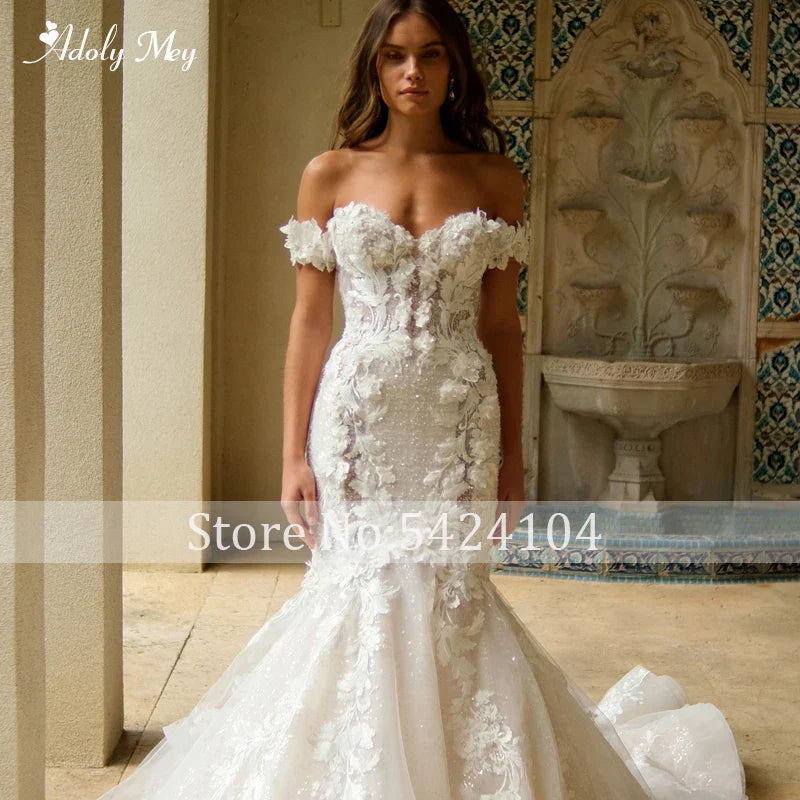 Mey Exquisite Flowers Appliques Bride Mermaid Wedding Dress Sexy Backless Sweetheart Neck Beaded Princess Bridal Gown